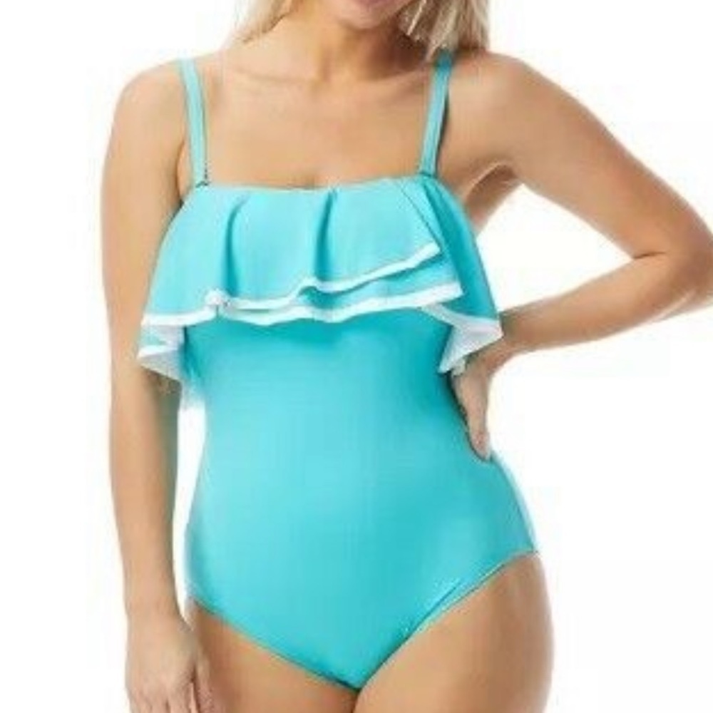 Coco Reef AQUA Contours Ruffled Strapless One-Piece Swimsuit - Picture 4 of 11